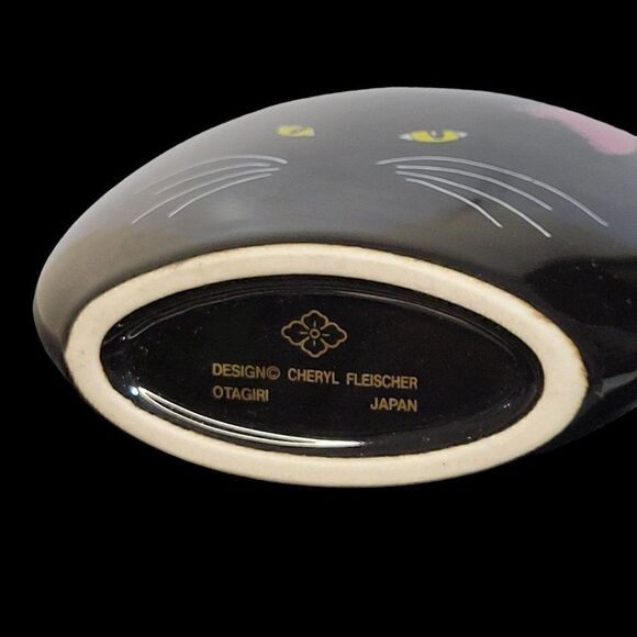 Vintage Otagiri Ceramic Vase Black Cat Face - Picture 6 of 8